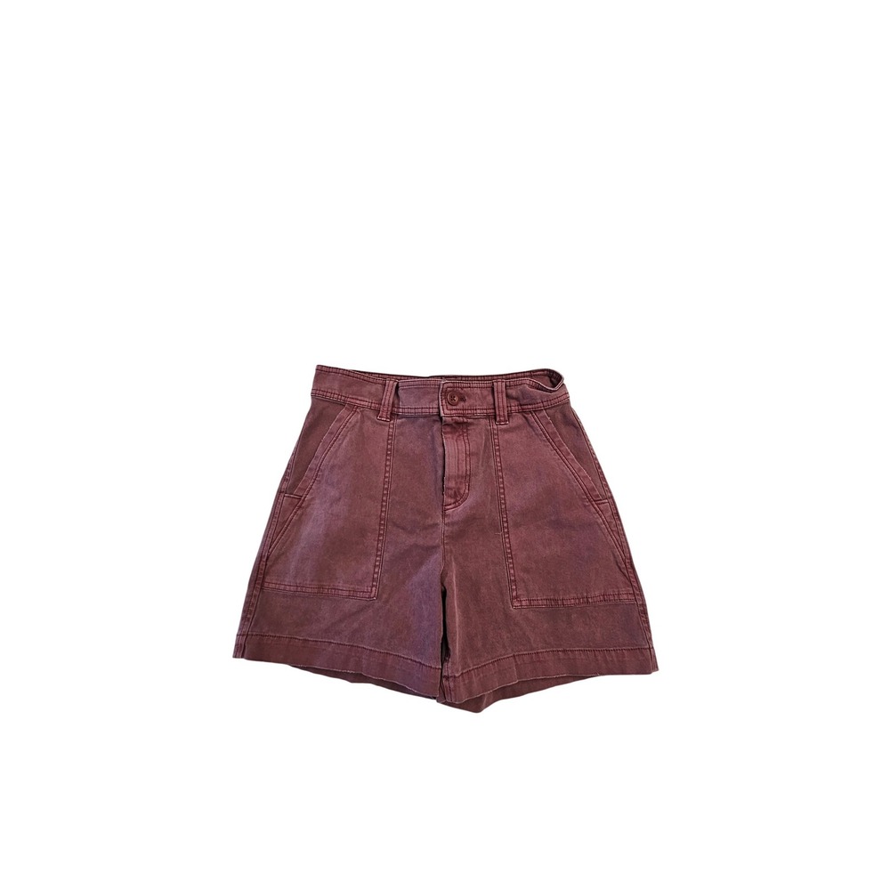 Eddie Bauer Womens High Rise Utility Corduroy Shorts Burgundy Red Size 6